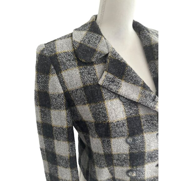 JONES NEW YORK Vintage Gray Plaid Wool Blend Jacket Blazer Size 8 - Picture 3 of 11